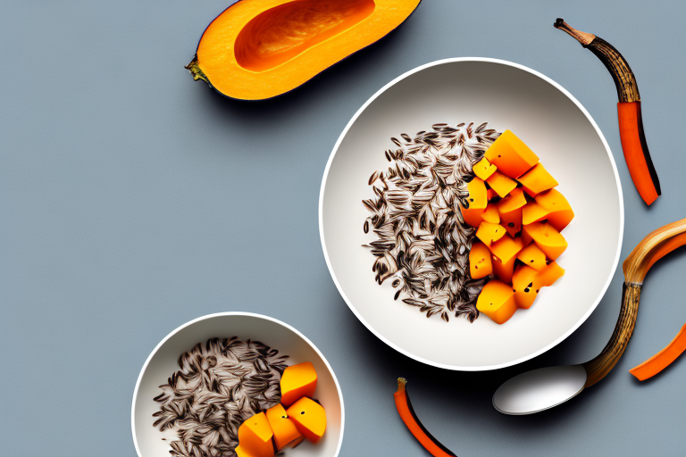 A bowl of cooked wild rice with butternut squash