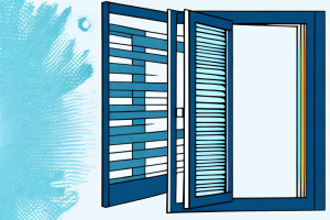 A window with aluminum shutters being cleaned