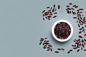A pot of steaming wild rice with cranberries