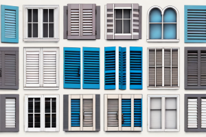 A variety of window shutters in different styles and colors