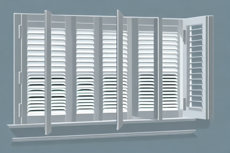 A window with clean white faux wood plantation shutters