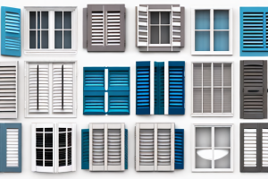 A variety of window shutters in different shapes