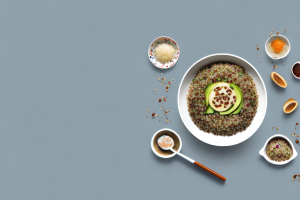 A bowl of cooked quinoa rice and tempeh