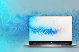 A dell xps 13 7390 laptop with a sound wave coming out of the speakers