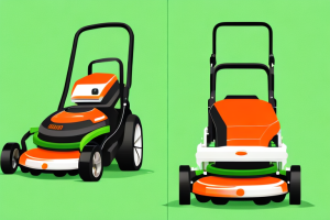 Two lawn mowers side-by-side