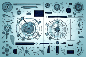 A machinist square with various tools and precision instruments around it