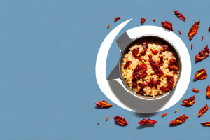 A pot of cooked arborio rice with sun-dried tomatoes