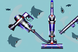 A vacuum cleaner with a dyson and a shark side-by-side