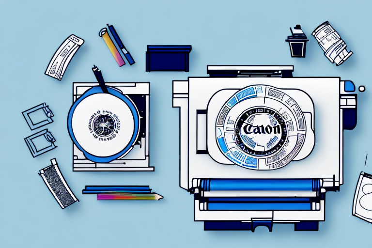 A printer with a canon and epson logo side-by-side