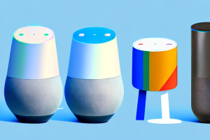 A google home and an amazon echo side-by-side