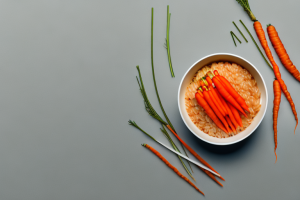 A pot of steaming brown rice with carrots and broccoli