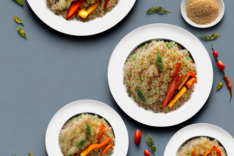 A plate of quinoa rice with roasted vegetables