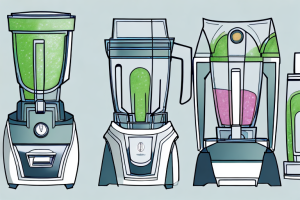 A vitamix and nutribullet blender side-by-side with their respective features highlighted