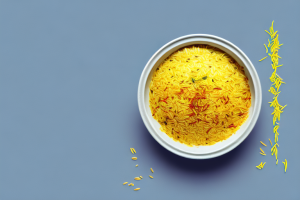 A pot of steaming basmati rice with saffron threads