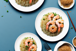 A plate of quinoa rice with grilled shrimp