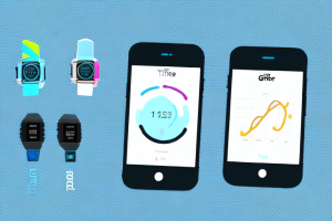 Two fitness trackers (fitbit and garmin) in an outdoor setting