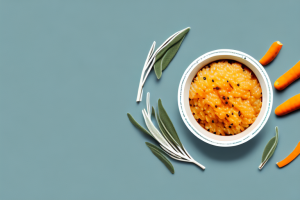A pot of cooked arborio rice with butternut squash and sage