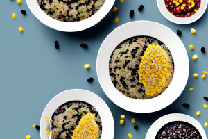 A bowl of quinoa rice with corn and black bean salsa
